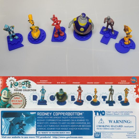 Robots The Movie 2005 Complete set of 6 Vending Machine Toys Tomy Yujin Gacha - Picture 6 of 16